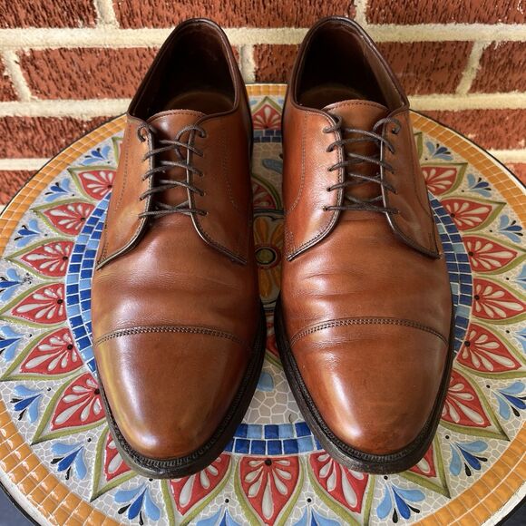 Allen Edmonds Windsor Mens 10 D Brown Leather Plain Toe Derby Dress Shoes USA main image 4